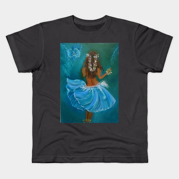 Aloha Hula Girl Kids T-Shirt by jennyleeandjim